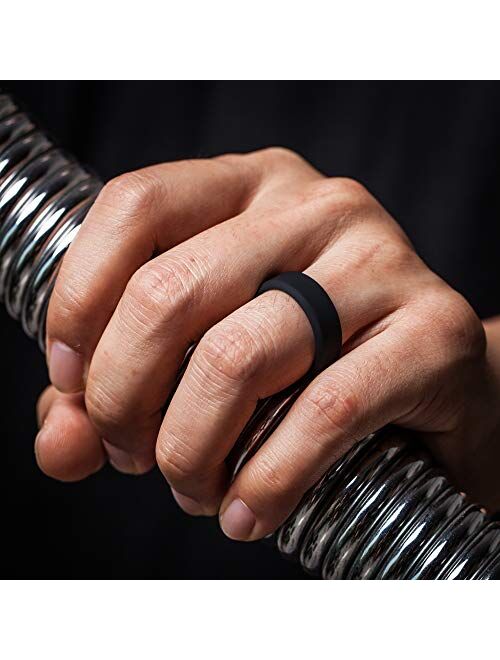 ThunderFit Men Breathable Air Grooves Silicone Wedding Ring Wedding Bands - 7 Rings / 4 Rings / 1 Ring