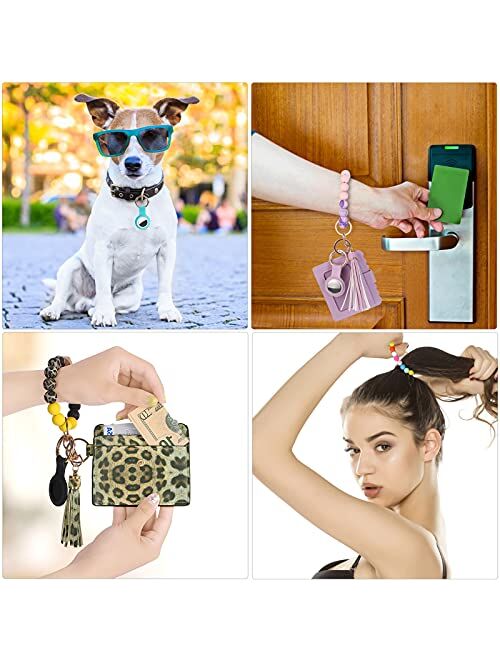 Doageas Silicone Bracelet Keychain for Women with wristlet , Airtag Case and Wallet Multi Color