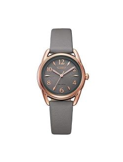 Eco-Drive leather band Quartz Women Casual Watch, Stainless Steel, Gray (Model: FE1218-05H)