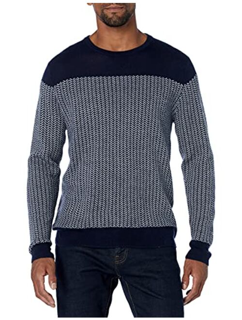Goodthreads Men's Lightweight Merino Wool/Acrylic Crewneck Herrinbone Sweater