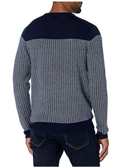 Goodthreads Men's Lightweight Merino Wool/Acrylic Crewneck Herrinbone Sweater