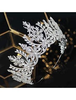 Aoligrace Luxury Big CZ Cubic Zirconia Queen Tiaras and Crowns for Wedding Pageant Large Tall Quinceanera Bridal Hair Accessories Gifts for Women HG0165 (Rose Gold)