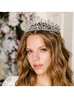 AW BRIDAL Wedding Tiaras and Crowns for Women Crystal Princess Crown Rhinestone Birthday Party Prom Queen Crowns Wedding Headband for Brides (Silver)