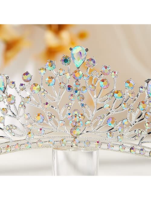 AW BRIDAL Wedding Tiaras and Crowns for Women Crystal Princess Crown Rhinestone Birthday Party Prom Queen Crowns Wedding Headband for Brides (Silver)