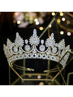 Jorsnovs Cubic Zirconia Silver and Gold Wedding Bridal Tiaras and Crowns CZ Pageant Headpieces Birthday Party Prom Hair Accessories