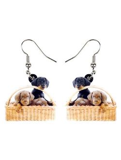 NEWEI Acrylic Cute Basket Dog earrings Drop Dangle Fashion Animal Jewelry For Women Girls Gift Charms