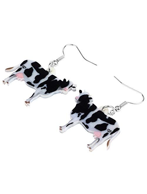 NEWEI Acrylic Anime Dairy Cattle Cow Earrings Drop Dangle Farm Animal Jewelry For Women Girl Gift Charm