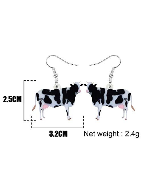 NEWEI Acrylic Anime Dairy Cattle Cow Earrings Drop Dangle Farm Animal Jewelry For Women Girl Gift Charm