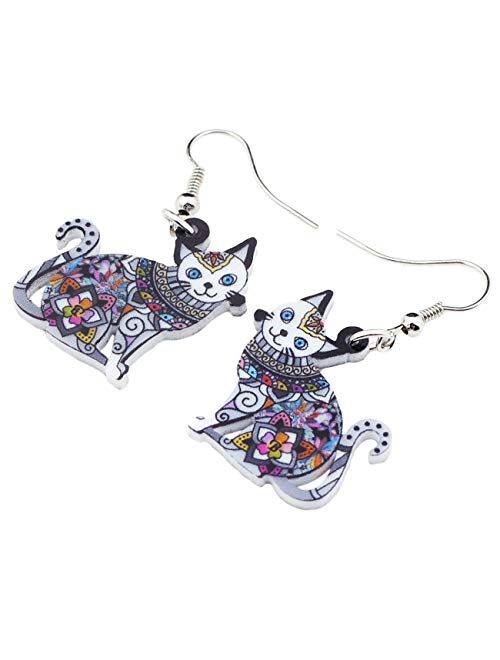 Acrylic Drop Dangle Cat Earrings Pets Novelty Funny Gift For Girl Kids Women By The Bonsny