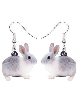NEWEI Acrylic Floral Easter Bunny Hare Rabbit Earrings Drop Dangle Anime Animal Jewelry For Women Gifts Charm