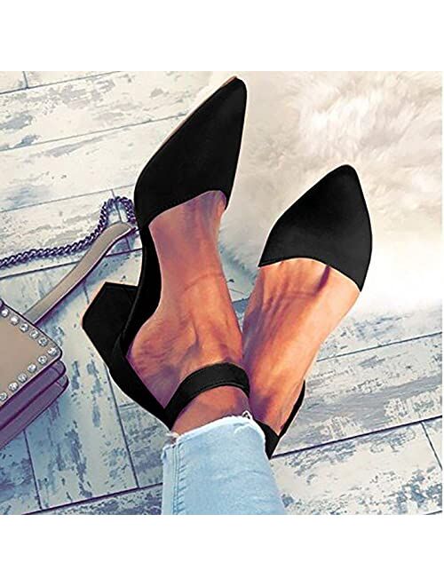 Laicigo Womens Heeled Ankle Buckle Block Pointed Toe Cut Out Pumps Sandals
