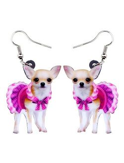 NEWEI Acrylic Drop Dangle Sweet Chihuahua Earrings Fashion Animal Jewelry For Girl Women Gift Charms