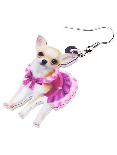 Bonsny NEWEI Acrylic Drop Dangle Sweet Chihuahua Earrings Fashion Animal Jewelry For Girl Women Gift Charms