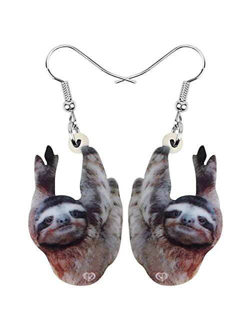 NEWEI Acrylic American Sloth Earrings Dangle Drop For Women Cute Animal Jewelry Charm Gift