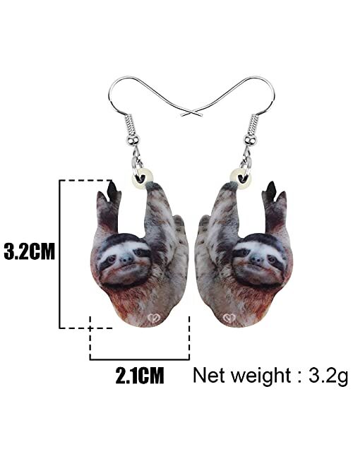 NEWEI Acrylic American Sloth Earrings Dangle Drop For Women Cute Animal Jewelry Charm Gift