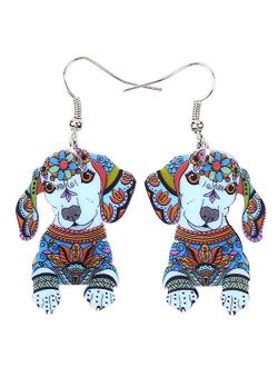 Acrylic Drop Dachshund Dog Earrings Funny Design Lovely Gift For Girl Women By The Bonsny