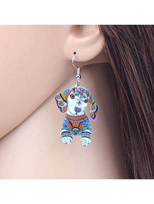 Acrylic Drop Dachshund Dog Earrings Funny Design Lovely Gift For Girl Women By The Bonsny