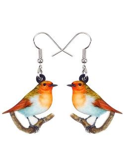 NEWEI Acrylic Sweet Robin Bird Earrings Fashion Jewelry Drop Dangle Charms For Women Girl Kids Gift