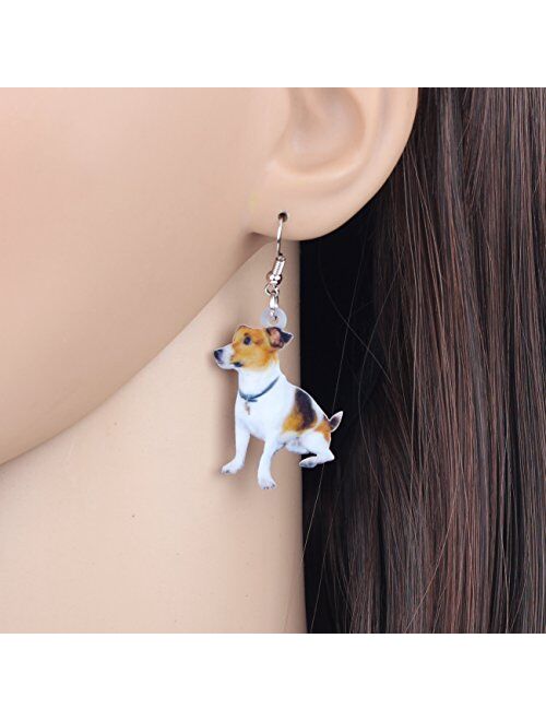 Bonsny NEWEI Drop Acrylic Jack Russell Sweet Dog Earrings Fashion Animal Jewelry For Gift Girl Women Charms