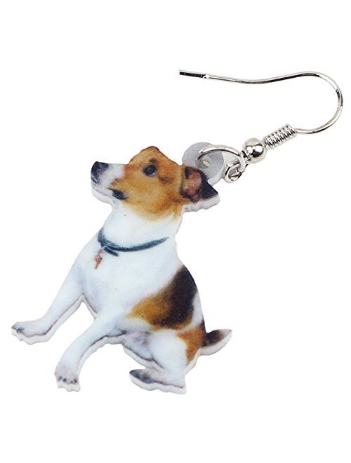 Bonsny NEWEI Drop Acrylic Jack Russell Sweet Dog Earrings Fashion Animal Jewelry For Gift Girl Women Charms