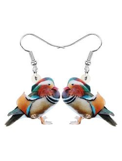 NEWEI Acrylic Sweet Mandarin Duck Bird Earrings Dangle Drop For Women Girl Animal Pet Jewelry Gift Charm