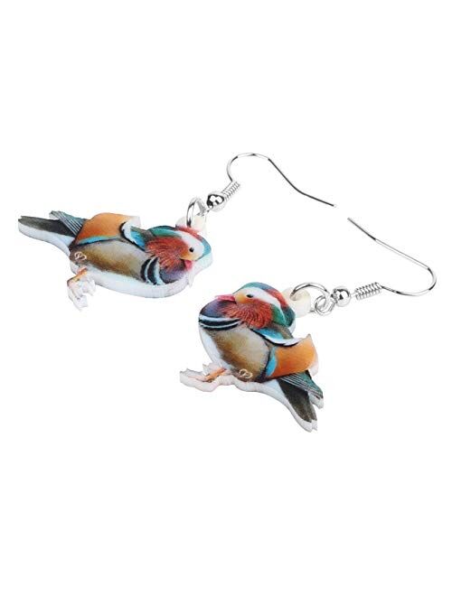 NEWEI Acrylic Sweet Mandarin Duck Bird Earrings Dangle Drop For Women Girl Animal Pet Jewelry Gift Charm