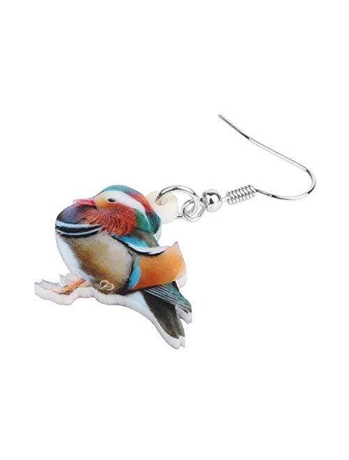 NEWEI Acrylic Sweet Mandarin Duck Bird Earrings Dangle Drop For Women Girl Animal Pet Jewelry Gift Charm