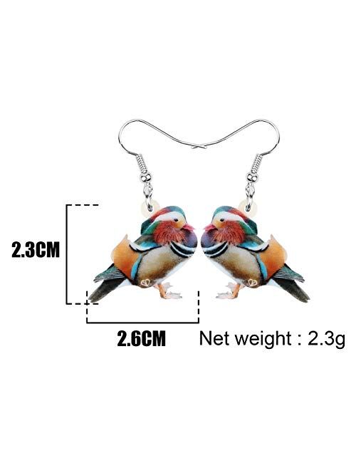 NEWEI Acrylic Sweet Mandarin Duck Bird Earrings Dangle Drop For Women Girl Animal Pet Jewelry Gift Charm