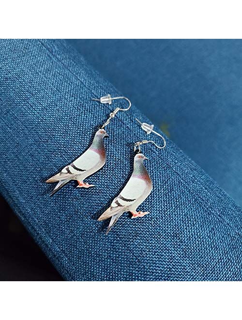 Pingyongchang 9Pairs Novelty Parrot Owl Dove Bird Acrylic Dangle Drop Earrings Creative Cool Eagle Earrings For Women Girl Cute Animal Jewelry Gifts