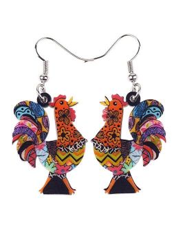 Acrylic Chicken Earrings Dangle Lovely Gift For Girls Women By The Newei