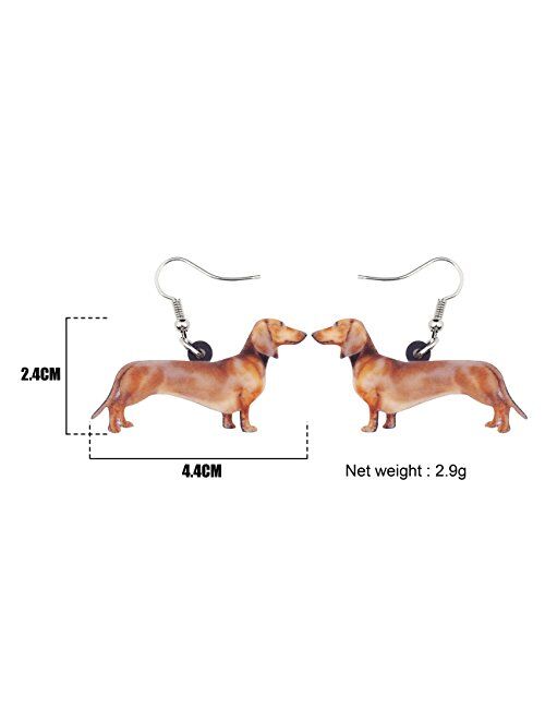 Bonsny NEWEI Acrylic Christmas Dachshund Dog Earrings For Women Kids Drop Dangle Unique Animal Pet Charm Jewelry Accessories (Light Brown)