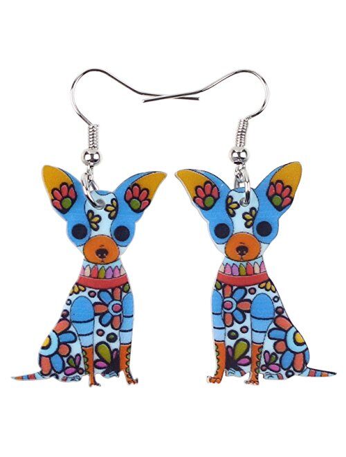 Bonsny Acrylic Drop Chihuahuas Dog Pets Earrings Funny Design Lovely Gift For Girl Women Fashion Jewelry