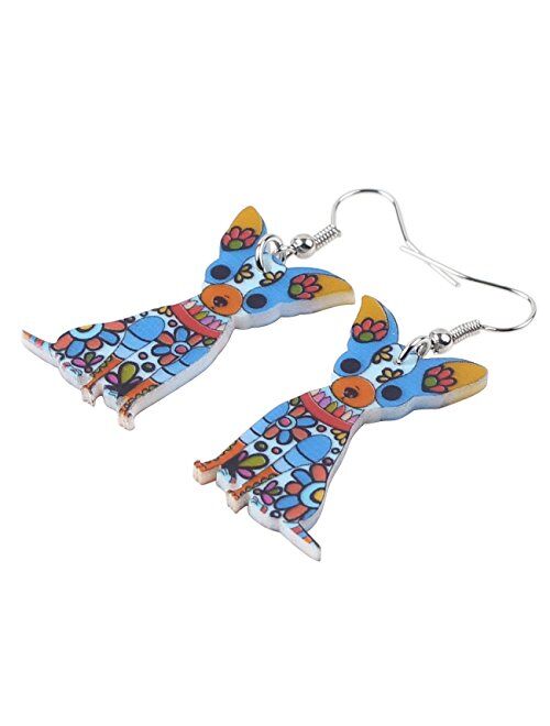 Bonsny Acrylic Drop Chihuahuas Dog Pets Earrings Funny Design Lovely Gift For Girl Women Fashion Jewelry