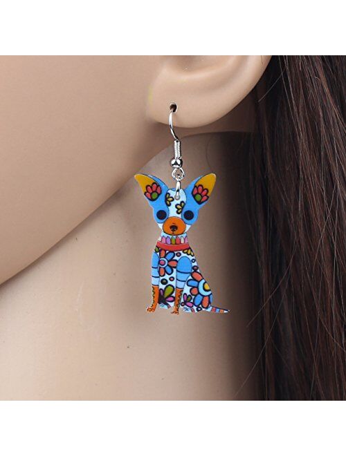 Bonsny Acrylic Drop Chihuahuas Dog Pets Earrings Funny Design Lovely Gift For Girl Women Fashion Jewelry