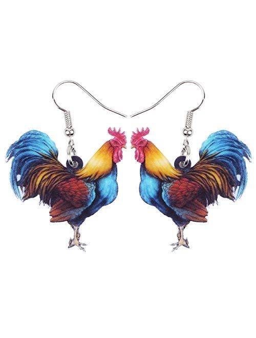 Acrylic Drop Rooster Chicken Earrings Funny Design Lovely Gift For Girl Women By The Bonsny
