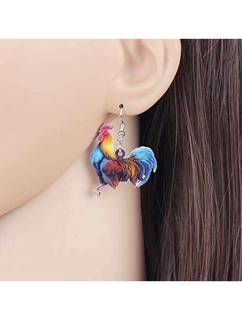 Acrylic Drop Rooster Chicken Earrings Funny Design Lovely Gift For Girl Women By The Bonsny