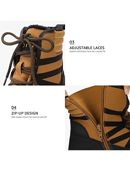 STQ Women's Winter Hiking Boots Zip Up Lightweight Cozy Ankle Bootie with Laces