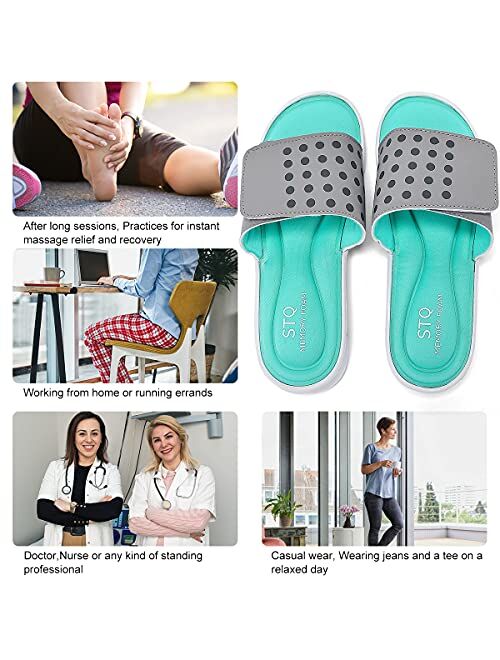 STQ Women Active Recovery Slide Sandals Post Exercise Memory Foam Comfort Slides