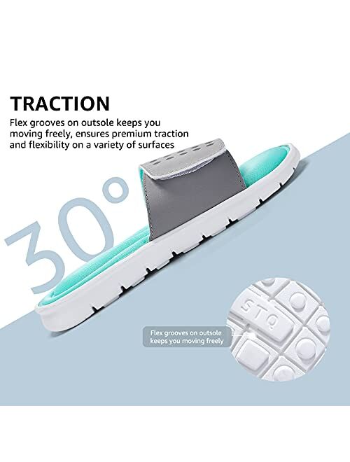 STQ Women Active Recovery Slide Sandals Post Exercise Memory Foam Comfort Slides