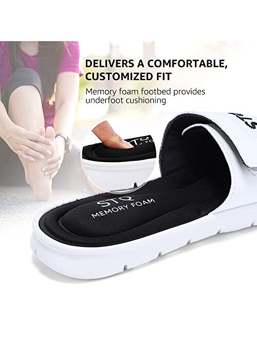 STQ Womens Comfort Sport Slide Sandal Athletic Memory Foam Slides