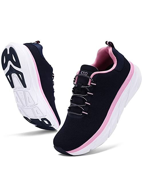 STQ Walking Shoes Women Slip on Breathable Tennis Fashion Sneakers for Workout Comfortable Arch Support