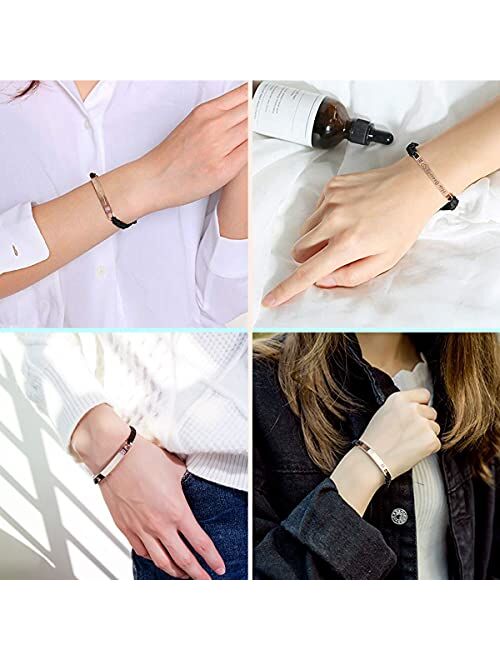 ShineSand Personalized Couples Bracelet for Women Men, Custom Name Bracelets Engraved Promise Words Relationship Bracelets for Him and Her