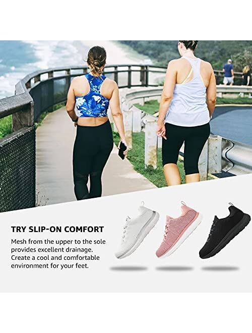 STQ Womens Walking Shoes Slip On Mesh Sneakers Lightweight Comfortable Arch Support
