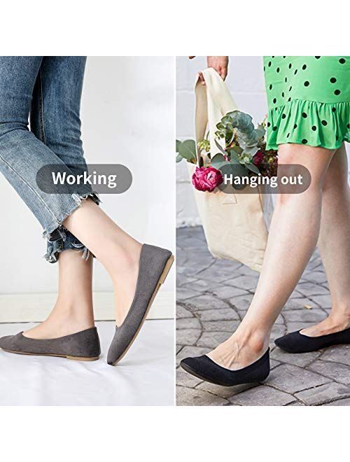 HEAWISH Women’s Black Flats Shoes Comfortable Suede Pointed Toe Slip On Casual Ballet Flats Dress Shoes Nude Flats