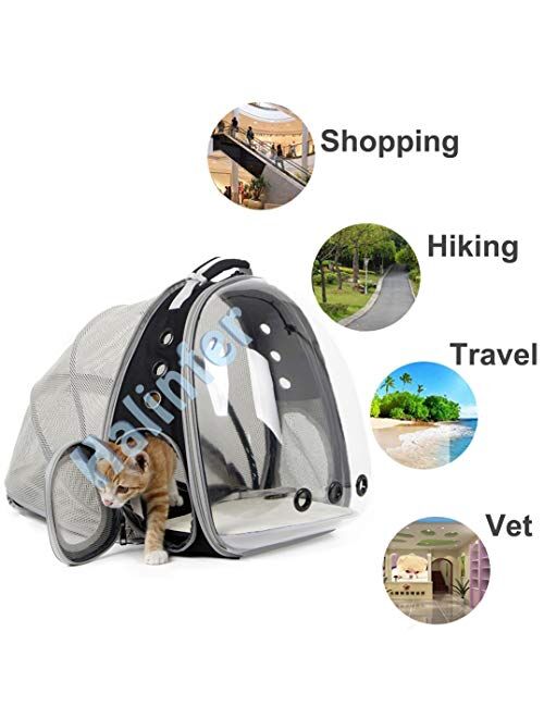 Halinfer Cat Bubble Backpack Carrier, Space Capsule Transparent Pet Carrier Backpack for Small Dog, Pet Carrying Hiking Traveling Backpack