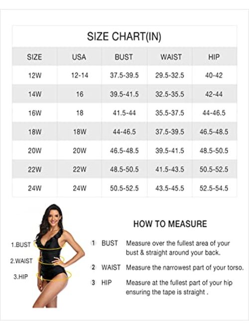Yonique One Piece Swimsuits with Skirt for Plus Size Women V Neck Floral Printed Swimderss Cutout Bathing Suits