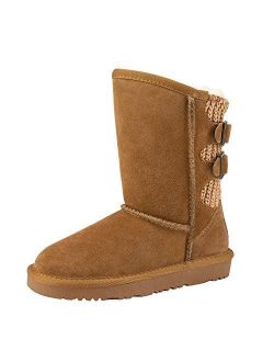 Kids Faux Fur Lined Mid Calf Winter Snow Boots