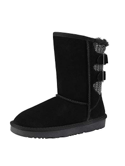 Kids Faux Fur Lined Mid Calf Winter Snow Boots