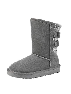Kids Faux Fur Lined Mid Calf Winter Snow Boots