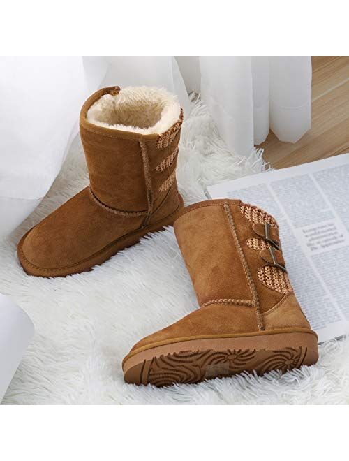 DREAM PAIRS Kids Faux Fur Lined Mid Calf Winter Snow Boots